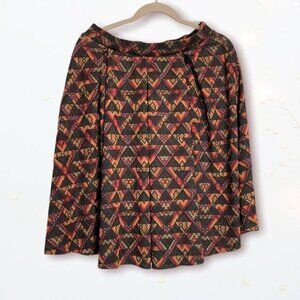 Lularoe Simply Comfortable Pleated Aztec/Abstract Print‎ Full Skirt L
